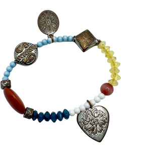 🍭6/$30 Multicolor beaded charm stretch bracelet